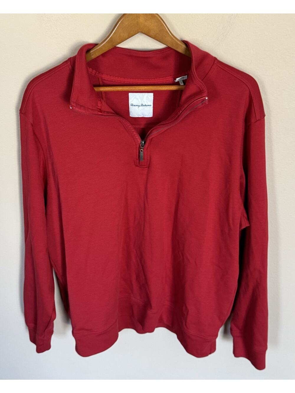 Tommy Bahama Mens XL 1/4 Zip Sweatshirt Red Pullover Casual Travel